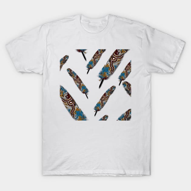 Aboriginal Art - Feather Wetland Pattern T-Shirt by hogartharts